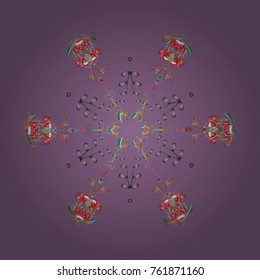 Snowflake winter. Vector illustration. Isolated watercolor snowflakes on colorful background. Symbol of winter.