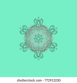 Snowflake winter. Vector illustration. Isolated watercolor snowflakes on colorful background. Symbol of winter.