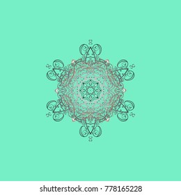 Snowflake winter. Vector illustration. Isolated watercolor snowflakes on colorful background. Symbol of winter.