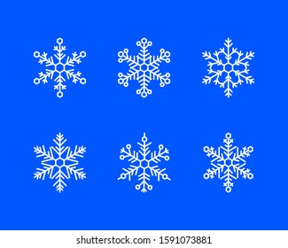 Snowflake winter xmas set vector illustration isolated on white background. collection snowflake icon, line art.