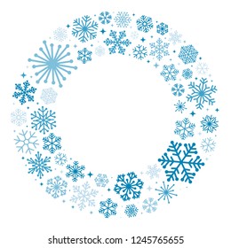 Snowflake wreath on white background