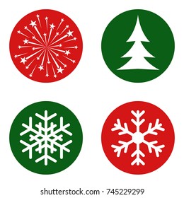 snowflake, xmas tree, firework - Merry Christmas and Happy New Year icons