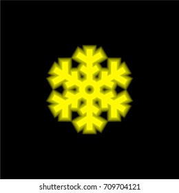Snowflake yellow glowing neon ui ux icon. Glowing sign logo vector