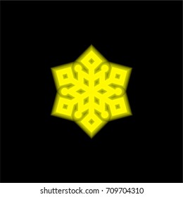 Snowflake yellow glowing neon ui ux icon. Glowing sign logo vector