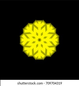 Snowflake yellow glowing neon ui ux icon. Glowing sign logo vector