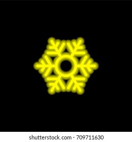 Snowflake yellow glowing neon ui ux icon. Glowing sign logo vector