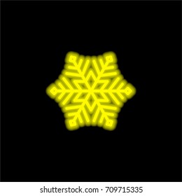 Snowflake yellow glowing neon ui ux icon. Glowing sign logo vector