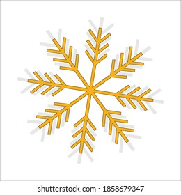 Snowflake yellow with gray isolated on white background. Beautiful winter pattern vector illustration.