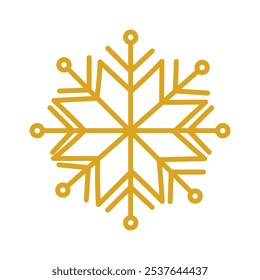 Eine Schneeflocke mit gelber Kontur. Die Schneeflocke ist gelb umrissen und hat weißen Hintergrund