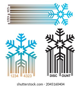 
Snowflake,original Barcode, discount concept.
Symbol of snowflake with ean code symbolizing price discounts. Vector available.