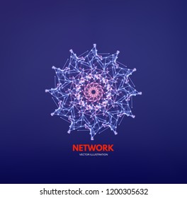 Snowflakes. 3d connection structure. Futuristic technology style. Low-poly element for design. Vector illustration for science, chemistry or education.