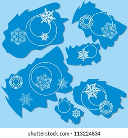 Snowflakes abstract ragged rectangle design 004