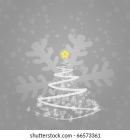 Snowflakes and abstract tree - gray