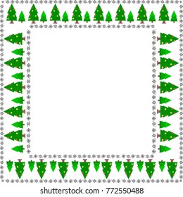 Snowflakes ans Tree Border for Christmas cards, Invitation and b
