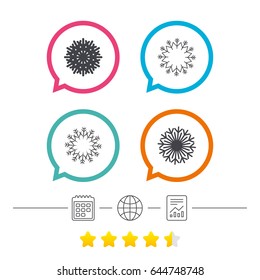 Snowflakes artistic icons. Air conditioning signs. Christmas and New year winter symbols. Frozen weather. Calendar, internet globe and report linear icons. Star vote ranking. Vector