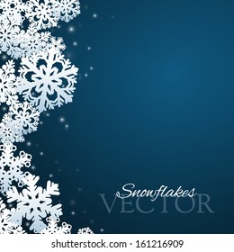 Snowflakes background with abstract falling snow