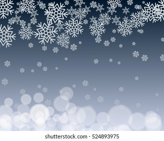 snowflakes background with copy space.Design for greeting card, poster for Christmas and new year season in vector illustration