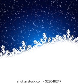Snowflakes background with falling snow. Christmas Background.