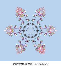 Snowflakes background. Flat design with abstract snowflakes isolated on background. Vector illustration. Snowflake ornamental pattern. Snowflakes pattern.