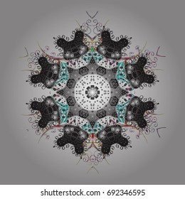 Snowflakes background. Flat design with abstract snowflakes isolated on colorful background. Snowflakes pattern. Vector illustration.