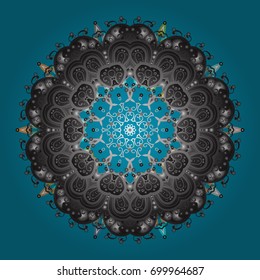 Snowflakes background. Flat design with abstract snowflakes isolated on colorful background. Vector illustration. Snowflake ornamental pattern. Snowflakes pattern.