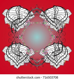 Snowflakes background. Flat design with abstract snowflakes isolated on background. Snowflakes pattern. Vector illustration. Snowflake ornamental pattern.