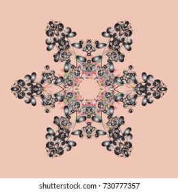 Snowflakes background. Flat design with abstract snowflakes isolated on background. Vector illustration. Snowflake ornamental pattern. Snowflakes pattern.