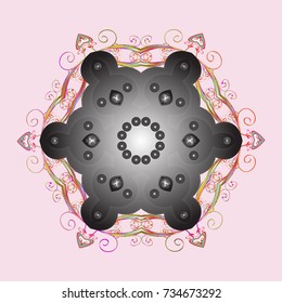 Snowflakes background. Flat design with abstract snowflakes isolated on background. Vector illustration. Snowflake ornamental pattern. Snowflakes pattern.