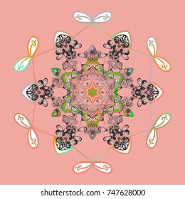 Snowflakes background. Flat design with abstract snowflakes isolated on background. Vector illustration. Snowflake ornamental pattern. Snowflakes pattern.