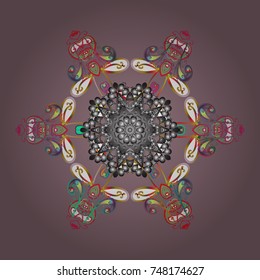 Snowflakes background. Flat design with abstract snowflakes isolated on background. Snowflake ornamental pattern. Snowflakes pattern. Vector illustration.