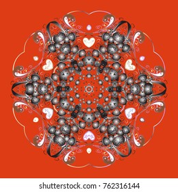 Snowflakes background. Flat design with abstract snowflakes isolated on background. Snowflake ornamental pattern. Snowflakes pattern. Vector illustration.