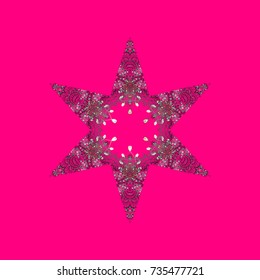 Snowflakes background. Flat design of snowflakes isolated on colorful background. Snowflake ornamental pattern. Snowflakes pattern. Vector illustration.