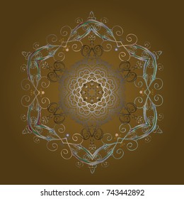 Snowflakes background. Flat design of snowflakes isolated on colorful background. Vector illustration. Snowflake ornamental pattern. Snowflakes pattern.
