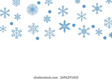 Vector aislado de fondo de copos de nieve, grupo de copos de nieve con Anuncio de estrellas, decoración de Navidades. Feliz año Nuevo 2026 líneas de onda y copos de nieve. Icono de línea delgada de invierno de congelación de nieve 