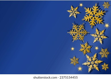 Snowflakes Background Luxury dark blue golden. Hand drawn snowflakes embroidery pattern seamless.Vector illustration design for Christmas background border decorations Christmas and new year card.