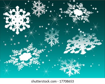 snowflakes background on blue