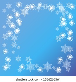 Snowflakes background on blue, background for text, project, screensaver presentation, new year.