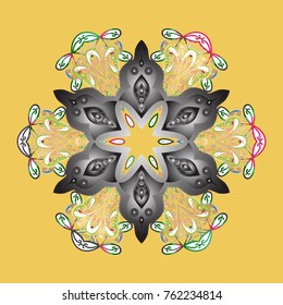 Snowflakes background. Snowflakes pattern. Flat design with abstract snowflakes isolated on background. Snowflake ornamental pattern. Vector illustration.