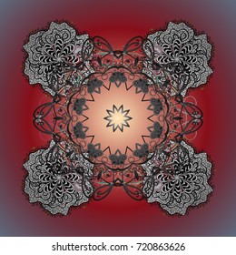 Snowflakes background. Snowflakes pattern. Snowflake ornamental pattern. Vector illustration. Flat design of snowflakes isolated on colorful background.