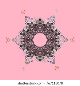 Snowflakes background. Snowflakes pattern. Snowflake ornamental pattern. Vector illustration. Flat design with abstract snowflakes isolated on background.