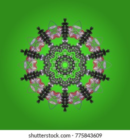 Snowflakes background. Snowflakes pattern. Snowflake ornamental pattern. Vector illustration. Flat design with abstract snowflakes isolated on background.