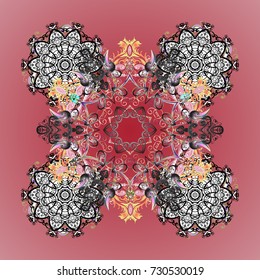 Snowflakes background. Snowflakes pattern. Vector illustration. Flat design with abstract snowflakes isolated on background. Snowflake ornamental pattern.
