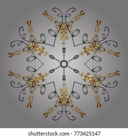 Snowflakes background. Snowflakes pattern. Vector illustration. Flat design of snowflakes isolated on colorful background. Snowflake ornamental pattern.