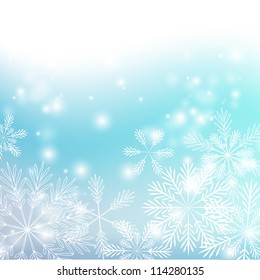 Snowflakes background with shiny lights