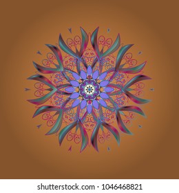 Snowflakes background. Snowflake ornamental pattern. Vector illustration. Snowflakes pattern. Flat design of snowflakes isolated on colorful background.