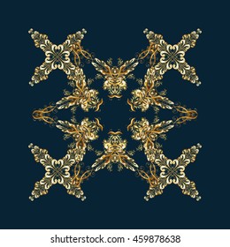 Snowflakes background. Snowflake ornamental pattern. Vector illustration. Flat design with abstract snowflakes isolated on background. Snowflakes pattern.