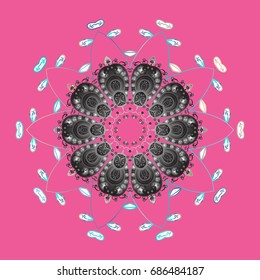 Snowflakes background. Snowflake ornamental pattern. Vector illustration. Snowflakes pattern. Flat design of snowflakes isolated on colorful background.
