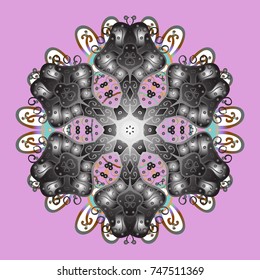 Snowflakes background. Snowflake ornamental pattern. Flat design of snowflakes isolated on colorful background. Vector illustration. Snowflakes pattern.