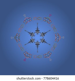 Snowflakes background. Snowflake ornamental pattern. Vector illustration. Snowflakes pattern. Flat design with abstract snowflakes isolated on background.