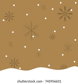 Snowflakes background vector. Gold geometric pattern for greeting card, celebration poster.